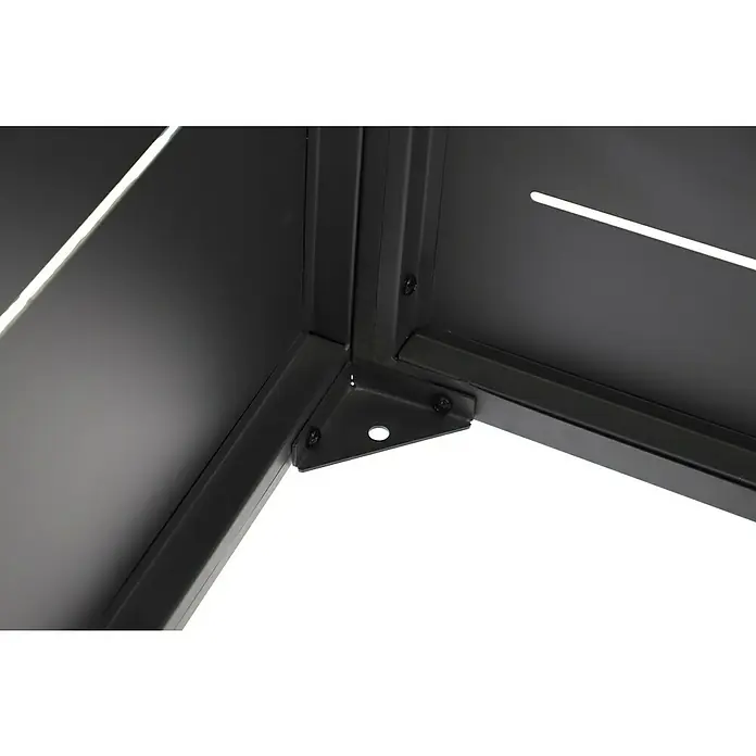 Sunfun Mülltonnenbox - B x T: 268 x 81,5 cm, Anthrazit, Stahl, Geeignet für Anzahl Mülltonnen: 4 Stk. - Detailansicht eines schwarzen Metallmöbels, das Stabilität und modernes Design vereint. Die Eckverbindungen sind sauber verarbeitet.
