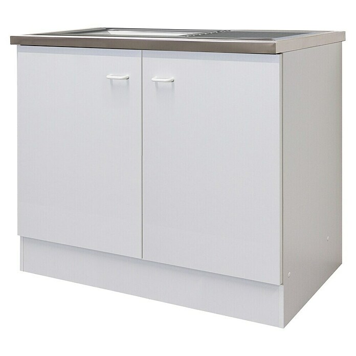 Flex-Well Rapido Spülenunterschrank (47 x 100 x 85 cm, Dekor Front: Weiß, Dekor Korpus: Weiß)