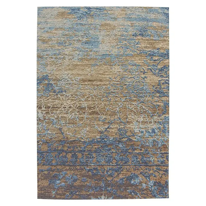 Kayoom Flachgewebeteppich Blaze - Multi/Blau, 170 x 115 cm, 74 % Polyester - Dieser Teppich besticht durch sein abstraktes Design in Blau- und Brauntönen, das jedem Raum eine künstlerische Note verleiht.
