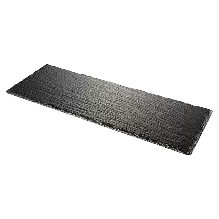 Tescoma Serviertablett Grandchef - L x B: 40 x 14 cm, Steingut, Schwarz - Rechteckiges, dunkelgraues Schiefer-Servierbrett mit natürlichen rauen Kanten.