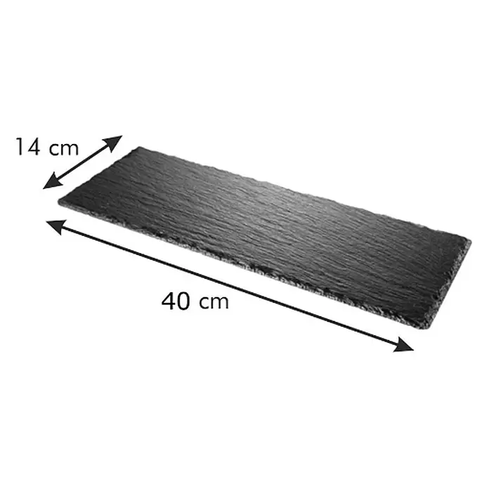 Tescoma Serviertablett Grandchef - L x B: 40 x 14 cm, Steingut, Schwarz - Rechteckige dunkelgraue Schiefer Servierplatte, 40x14 cm, zur Speisenpräsentation.