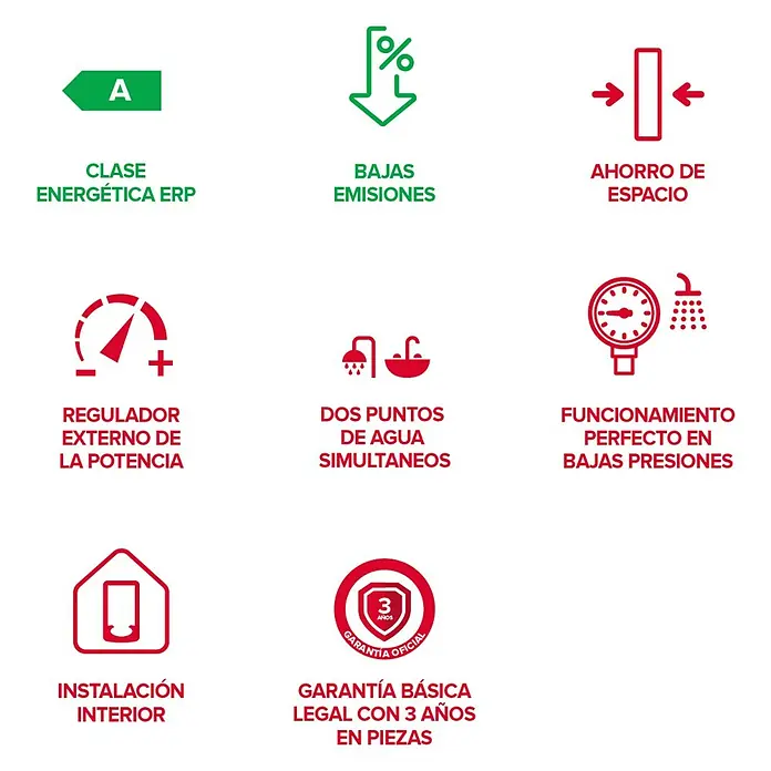 Ariston Calentador estanco Next Evo X SFT - 22 kW, Caudal de agua: 11 l/min, Gas butano - Características del producto: Clase energética A, bajas emisiones, ahorro de espacio, regulador de potencia, dos salidas de agua, baja presión, instalación interior, 3 años de garantía.