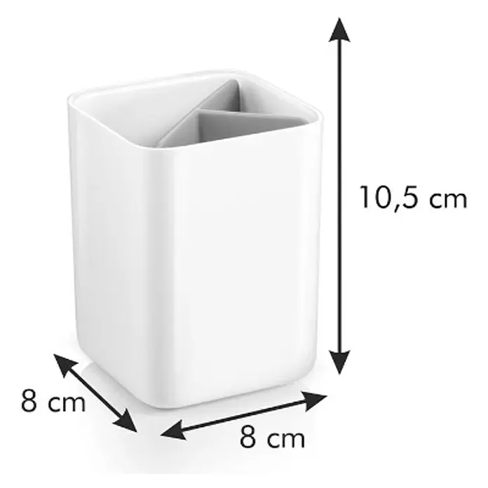 Tescoma Spülbürstenhalter Puro - Weiß - Weißer Schreibtisch-Organizer mit Innenfächern, 8x8x10,5 cm.