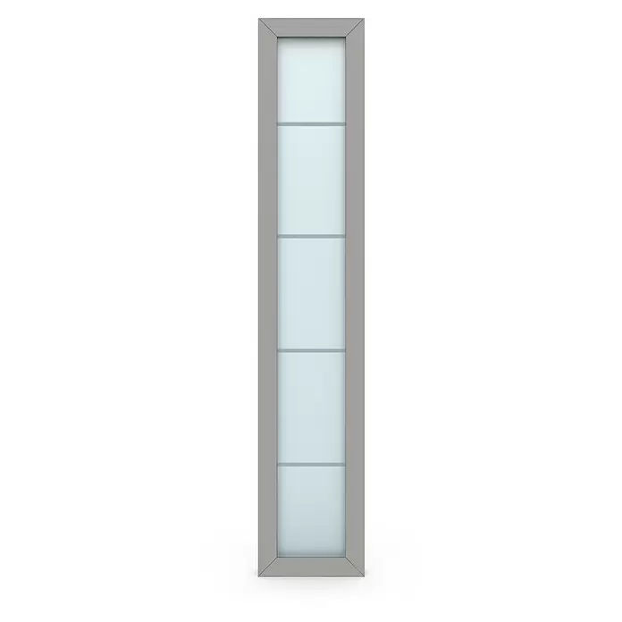 Gerda Seitenteil Thermo Prime - 40 x 210 cm, Grau, Sandgestrahlt mit 4 Klarstreifen - Vertikaler grauer Tür- oder Fenstereinsatz mit Milchglasscheiben.