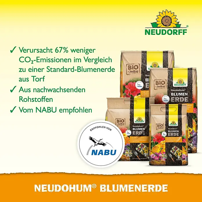 Neudorff NeudoHum Blumenerde - 3 l - NeudoHum Blumenerde: Bio-Blumenerde ohne Torf von Neudorff, empfohlen vom NABU. Ideal für kräftiges Wachstum und üppige Blüten.