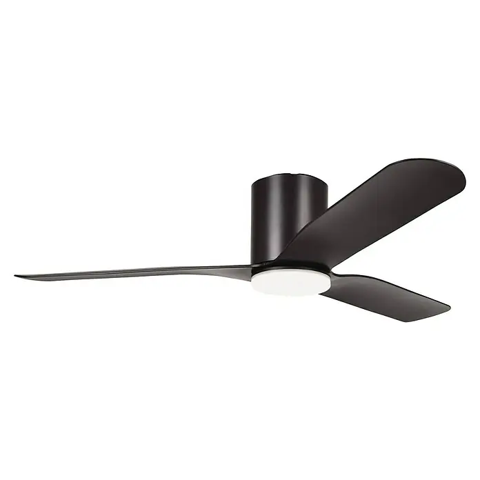 Voltomat Deckenventilator mit LED-Beleuchtung Mattia - Schwarz-matt, 132 cm, 60 W - Nahaufnahme eines modernen Deckenventilators in dunkler Ausführung mit integrierter LED-Beleuchtung, ideal für stilvolle Innenräume.