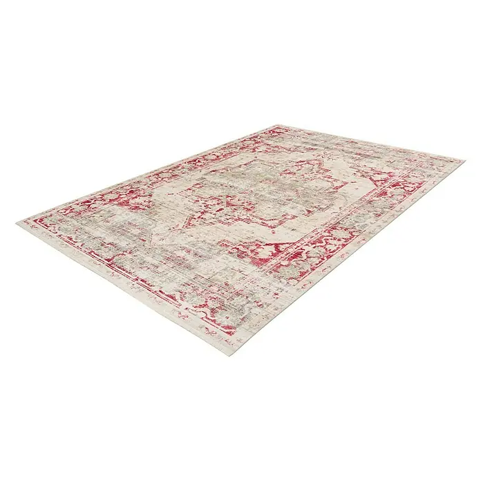 Kayoom Kurzflorteppich Baroque - Bunt, 290 x 200 cm, 100 % Polyester - Moderner Teppich mit rotem und grauem Muster. Dieser Teppich verleiht jedem Raum einen eleganten und stilvollen Touch.