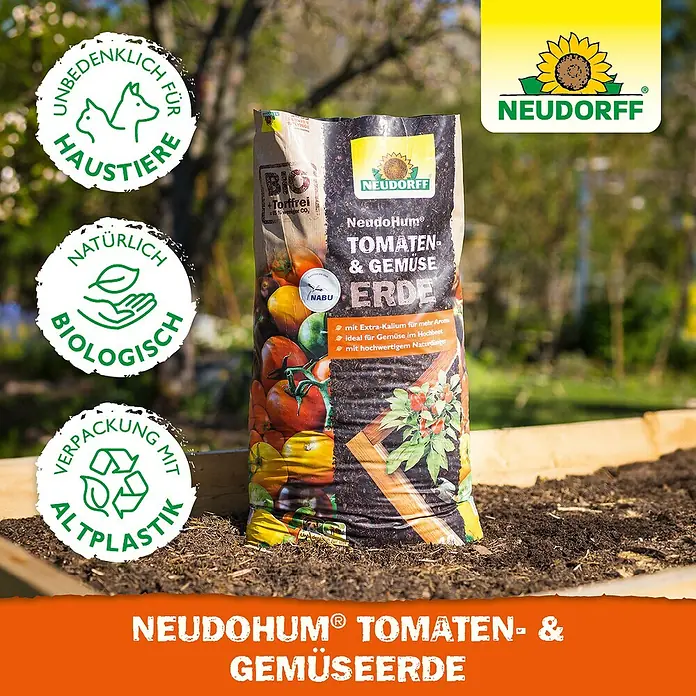 Neudorff NeudoHum Tomaten- & Gemüseerde - 20 l - Neudorff NeudoHum Tomaten- & Gemüseerde: Torffreie Bio-Erde für aromatische Tomaten und Gemüse, ideal für Hochbeete.