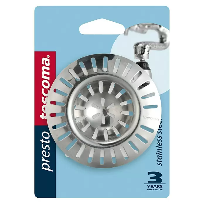 Tescoma Abflusssieb Presto - 7 cm - Edelstahl-Spülbeckensieb mit Schlitzen zum Filtern von Abfällen.