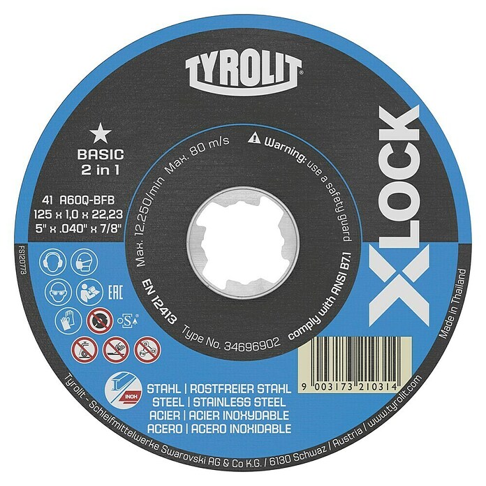 Tyrolit Trennscheibe AS 60 T Inox (Durchmesser: 125 mm, Geeignet für: Blech) | BAUHAUS
