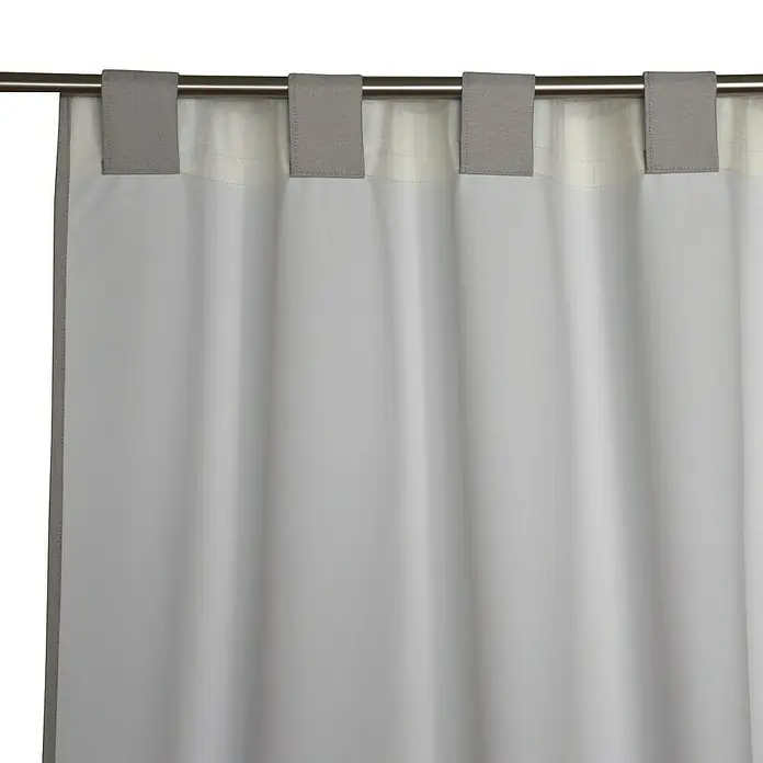 Cortina opaca Termorreguladora - An x Al: 140 x 300 cm, 100% poliéster, Gris - Cortina opaca gris y blanca con trabillas, ideal para una decoración moderna y bloquear la luz solar.