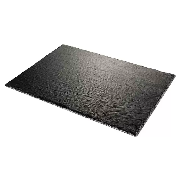 Tescoma Serviertablett Grandchef - L x B: 30 x 20 cm, Steingut - Rechteckiges schwarzes Schiefer-Servierbrett mit natürlicher, strukturierter Oberfläche.