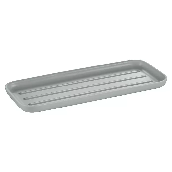 Tescoma Schale PURO - Grau - Graues, rechteckiges Tablett mit erhöhten Innenrippen.