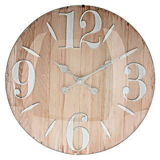 Reloj de pared con cristal curvado (Diámetro: 50 cm, Marrón)