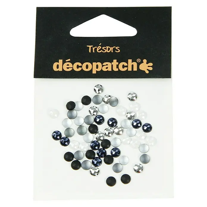 Décopatch Elemento decorativo Trésors Piedras - Negro/Blanco, Plástico, 60 pzs. - Un paquete de joyas DécoPatch en varios colores. Estos adornos son ideales para proyectos de manualidades y decoraciones creativas.