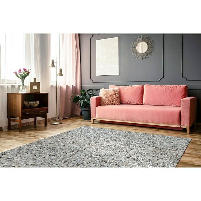 Kayoom Echtlederteppich FinishGrau/Silber, 170 x 120 cm, 100 % Leder Mood Shot