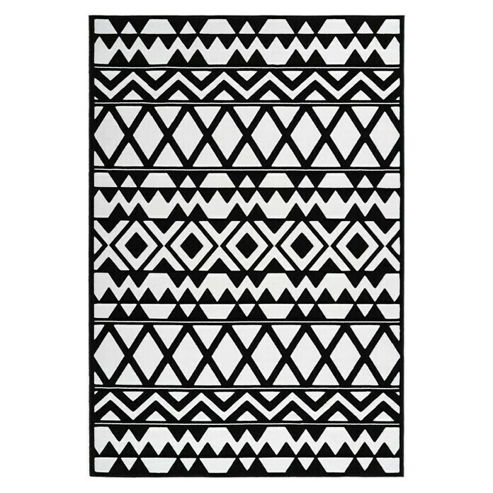 Kayoom Kurzflorteppich (Schwarz/Weiß, 230 x 160 cm)