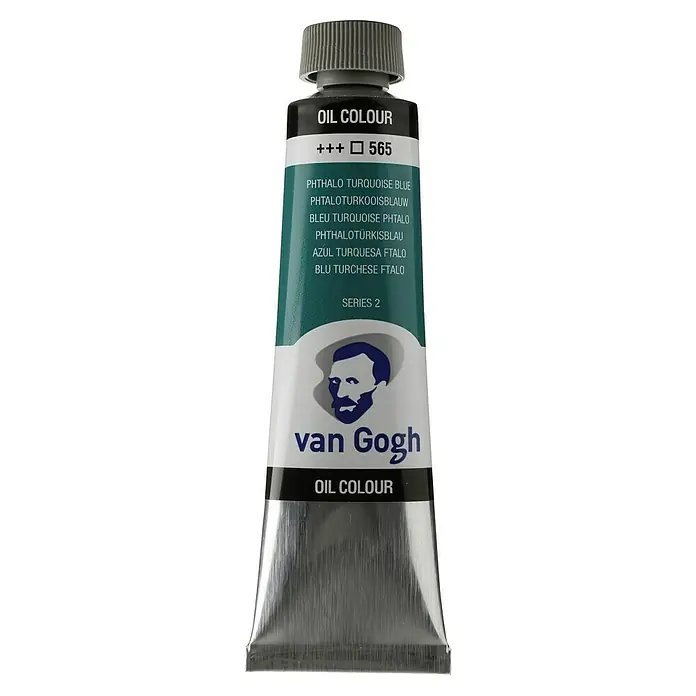 Talens Van Gogh Pintura al óleo - Azul turquesa ftalo, 40 ml, Tubo - Tubo de pintura al óleo Van Gogh en Azul Turquesa Ftalho, serie 2, ideal para artistas que buscan colores vibrantes y duraderos.