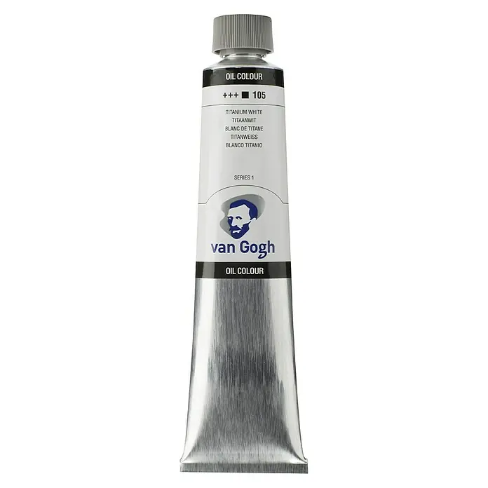 Talens Van Gogh Pintura al óleo - Blanco titanio, 200 ml, Tubo - Tubo de pintura al óleo Van Gogh, blanco titanio, para artistas. Ideal para pinturas vibrantes y duraderas, excelente cobertura y textura cremosa.