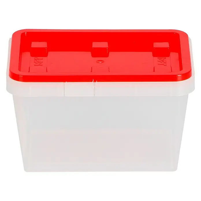 Wisent Caja de almacenaje b-boXx - L x An x Al: 90 x 135 x 84 mm, Plástico, Rojo/Transparente - Caja de plástico transparente con tapa roja, ideal para almacenar diversos objetos y alimentos. Práctica y versátil.