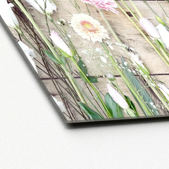 ProArt Glasbild - Bright & Dark Rose, B x H: 20 x 20 cm - Nahaufnahme eines Acrylglasbildes mit Blumenmotiv. Die klaren Farben und die glänzende Oberfläche bringen das florale Design zur Geltung.