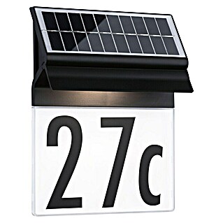 Solar-Hausnummer Neda (Schwarz, Kunststoff, Warmweiß, IP44)