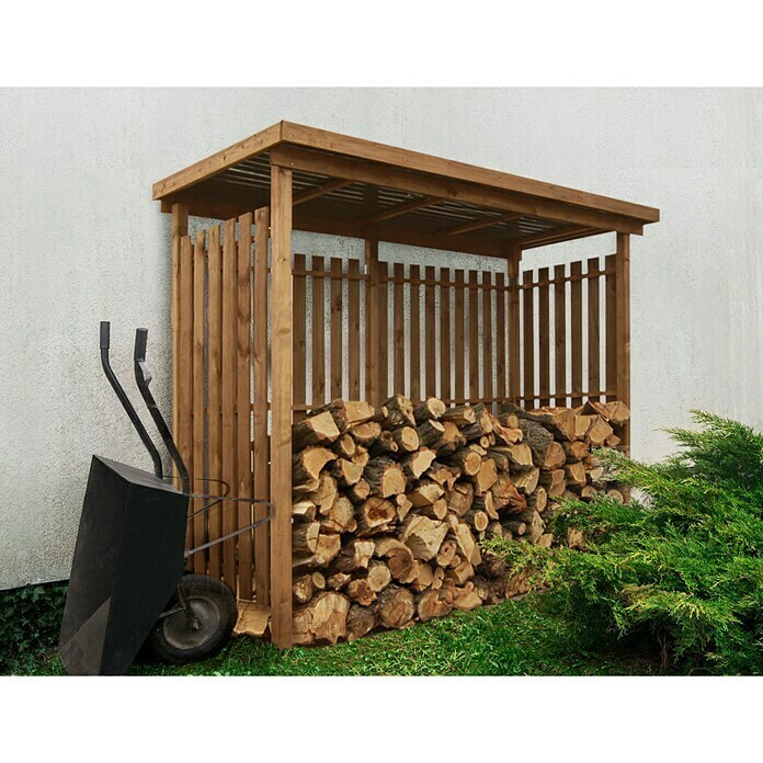 Werth Holz KaminholzregalBraun, 1.120 x 2.700 x 2.190 mm, Holz Mood Shot