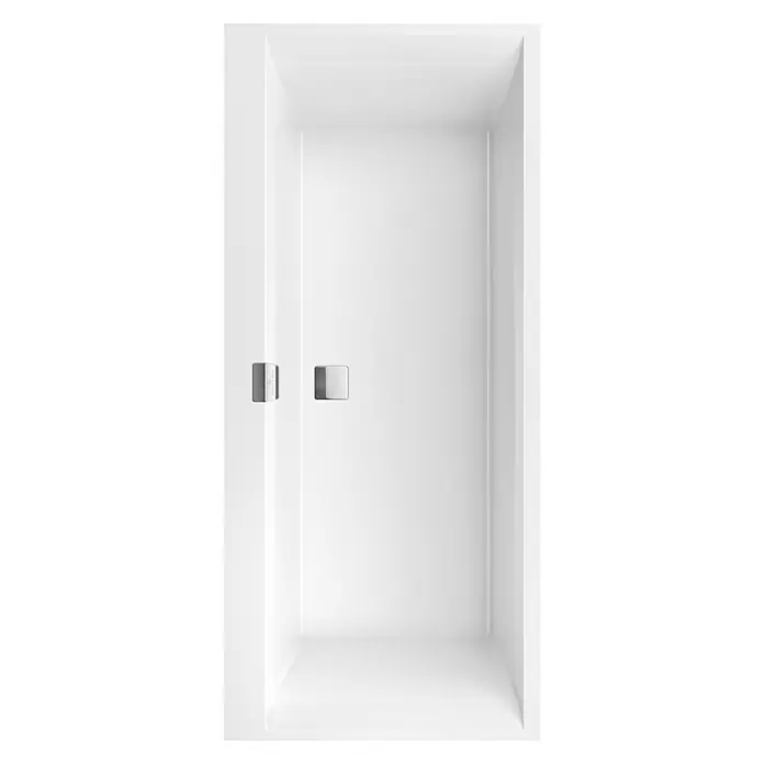 Villeroy & Boch Badewanne Squaro Edge 12 - 170 x 75 cm, Quaryl, Weiß - Elegante, rechteckige Duschwanne mit minimalistischem Design und verchromten Details für ein modernes Badezimmer.