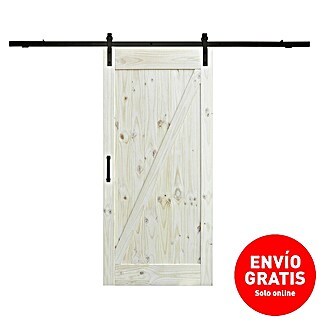 Puerta corredera de madera Dixie (An x Al: 85 x 210 cm, Recubierto con lámina de PVC, Blanco moteado)