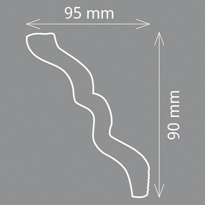 Zierprofil Modern MT (200 x 9,5 x 9 cm, Extrudiertes Polystyrol (XPS))