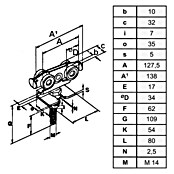 HBS Betz Rollapparat Typ 40 (Doppelpaarig, Traglast: 400 kg, Länge: 143 mm)