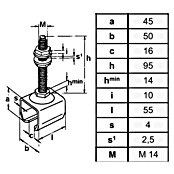 HBS Betz Muffe Typ 30 (Höhenverstellbar, Stahl, Höhe: 140 mm)