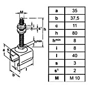 HBS Betz Muffe Typ 10 (Höhenverstellbar, Stahl, Höhe: 123 mm)