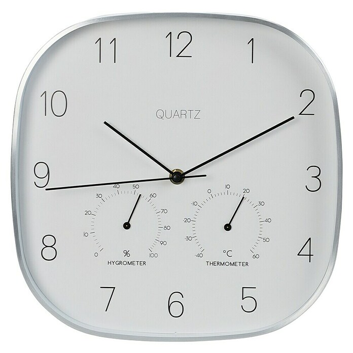 Reloj de pared con termómetro (Diámetro: 28 cm, Plata) | BAUHAUS