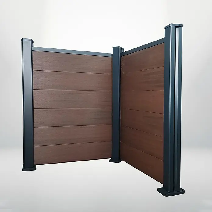 Dioco Valla Smartwall doble - 179 x 200 cm, Marrón/Antracita, Madera - Panel de privacidad de madera y metal, ideal para jardines y terrazas. Duradero y resistente a la intemperie.