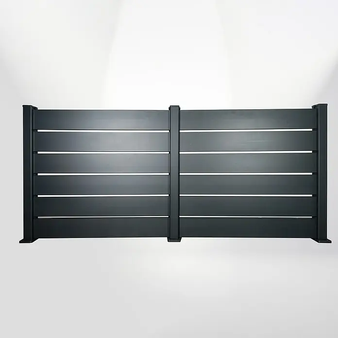 Dioco Valla Smartwall doble - 179 x 200 cm, Antracita, Aluminio - Moderno elemento de valla antracita con listones horizontales para privacidad y un diseño exterior elegante.