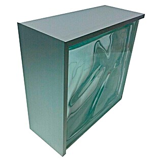 Perfil de bloques de vidrio recto mate (Plateado, 100 x 8 cm, Material: Aluminio)