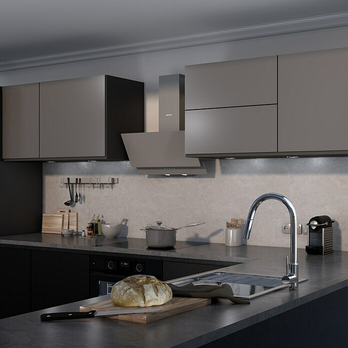 Wiggo Schouwafzuigkap schuin WE-D632G(G) (Breedte: 60 cm, Max. afzuigcapaciteit luchtafvoer: 300 m³/u, Grijs) | BAUHAUS