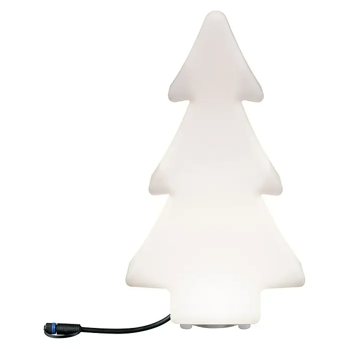 Paulmann Plug & Shine LED-Dekoleuchte Tree - Weiß, L x B x H: 14 cm x 28 mm x 49 cm - Weiße, leuchtende Weihnachtsbaum-Dekoleuchte mit Stromkabel für eine festliche Atmosphäre.