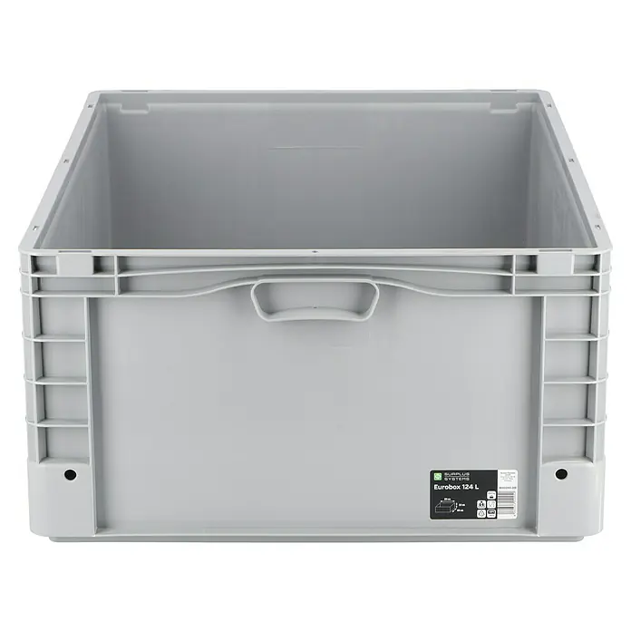 Surplus Systems Eurobox - L x B x H: 80 x 60 x 32 cm, Kunststoff, Grau - Graue Eurobox 124 L von Surplus Systems, ideal für Lagerung und Transport. Robuste Kunststoffbox mit praktischen Griffen und stabilen Seitenwänden.