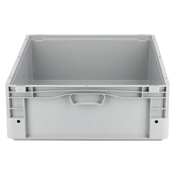 Surplus Systems Eurobox - L x B x H: 80 x 60 x 22 cm, Kunststoff, Grau - Graue Kunststoffbox für Lagerung und Transport. Vielseitige Mehrwegbox mit Griffen und robusten Ecken für den professionellen Einsatz.