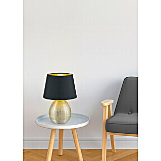 Reality Leuchten Tischleuchte rund Luxor (60 W, Ø x H: 240 mm x 35 cm, Gold, Schwarz, Gold, E27)