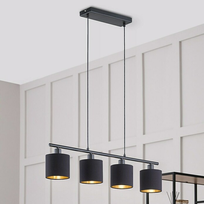 Reality Leuchten Lámpara colgante (4 x 7 W, Negro/Dorado, Altura: 150 cm)