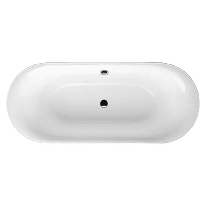 Villeroy & Boch Badewanne Cetus - 175 x 75 cm, Quaryl, Weiß - Blick von oben auf eine ovale Badewanne in Weiß, die zum Entspannen und Genießen einlädt. Ideal für moderne Badezimmer.