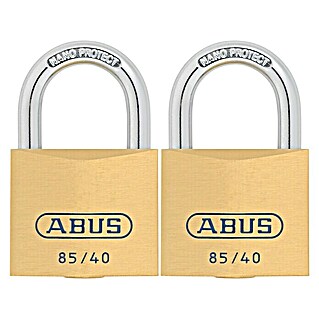 Abus Vorhängeschloss-Set Twins 85/40 (40 x 85 mm, 2 Stk., Messing)