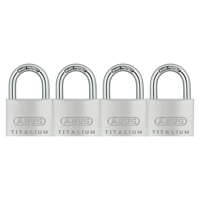 Abus Vorhängeschloss-Set Titalium 64TI (B x H: 40 x 62 mm, 4 Stk., Titalium-Spezialaluminium)