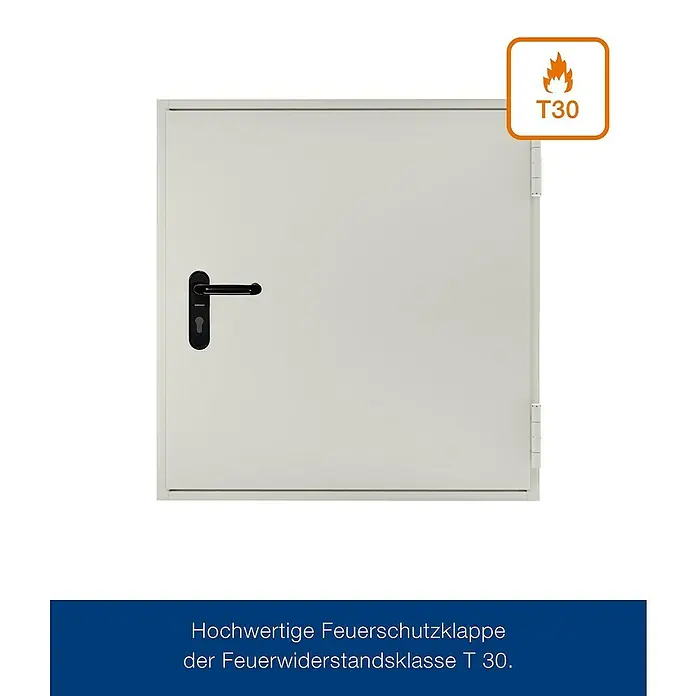 Hörmann Feuerschutzklappe T30 H8-5 - 75 x 87,5 cm, DIN Anschlag: Links/Rechts, Grauweiß - Hochwertige T30-Feuerschutzklappe für erhöhte Sicherheit.