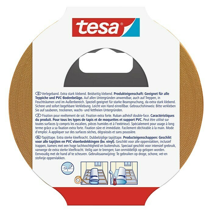 Tesa Verlegeband (25 m x 50 mm, Beidseitig selbstklebend, Geeignet für: Fußbodenheizung)