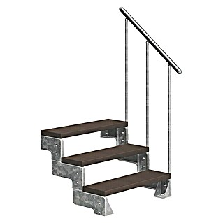 Dolle Außentreppe Gardentop Trimax (Breite: 100 cm, Anzahl Stufen: 3 Stk., Farbe Stufen: Dunkelbraun, Geschosshöhe: 54 cm - 66 cm)