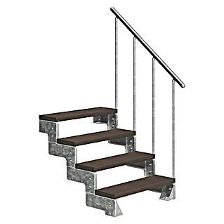 Dolle Außentreppe Gardentop Trimax (Breite: 80 cm, Anzahl Stufen: 4 Stk., Farbe Stufen: Dunkelbraun, Geschosshöhe: 72 cm - 88 cm)